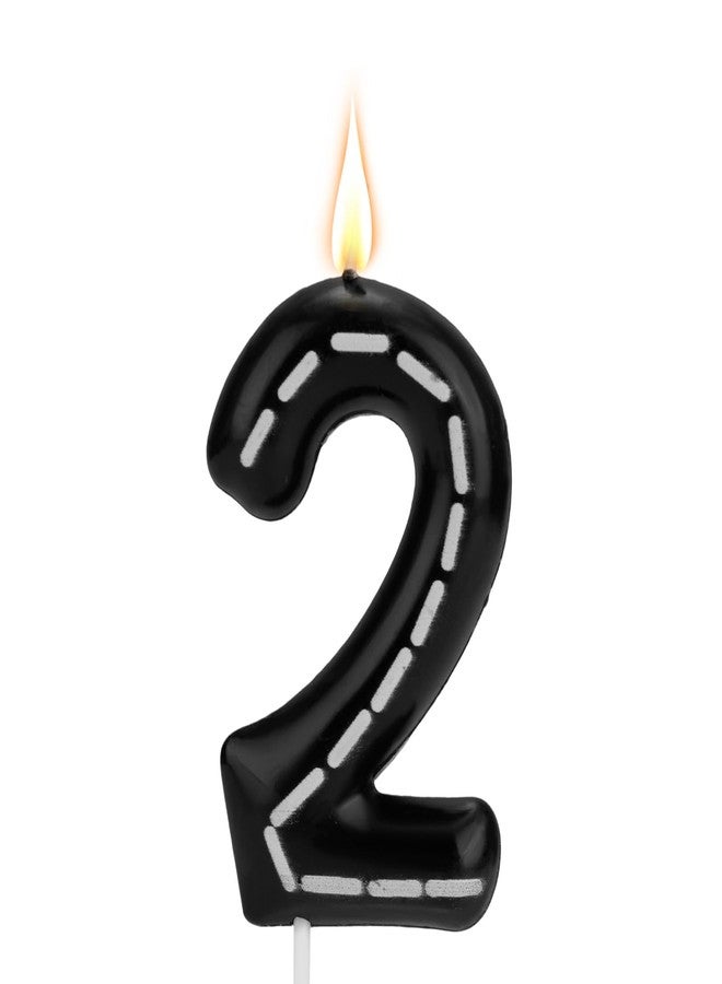 Gosknor شموع أرقام عيد الميلاد، شموع أرقام عيد الميلاد باللونين الأسود والأبيض، زينة كعكة على شكل سيارات سباق، زينة كعكة لعيد الميلاد والذكرى السنوية وحفلات الزفاف (رقم 2) - Image 1