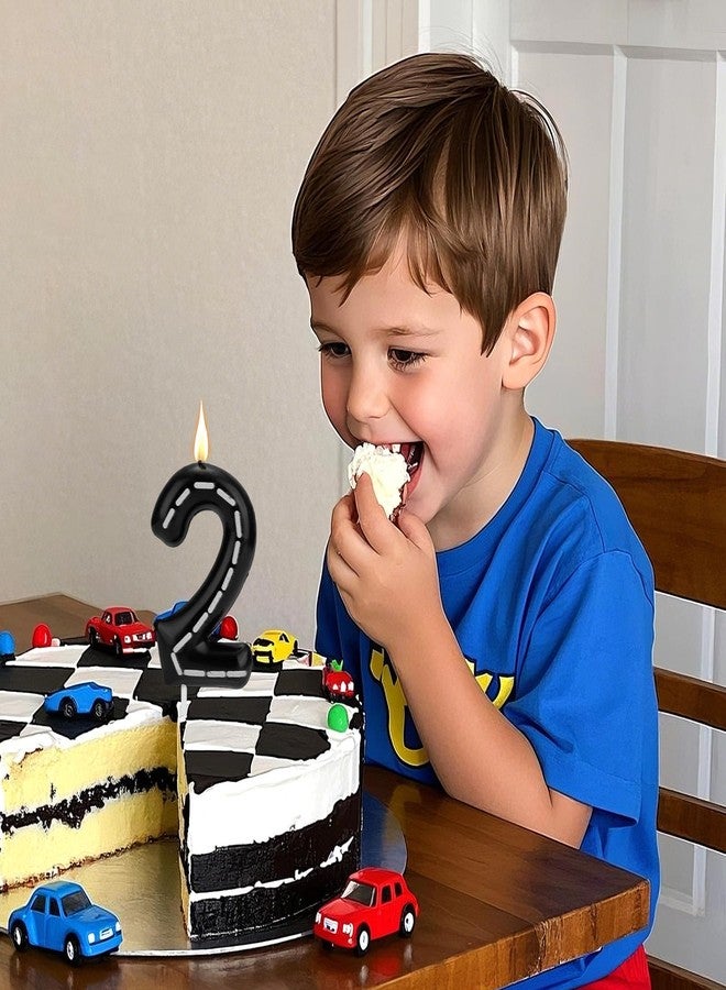 Gosknor شموع أرقام عيد الميلاد، شموع أرقام عيد الميلاد باللونين الأسود والأبيض، زينة كعكة على شكل سيارات سباق، زينة كعكة لعيد الميلاد والذكرى السنوية وحفلات الزفاف (رقم 2) - Image 5