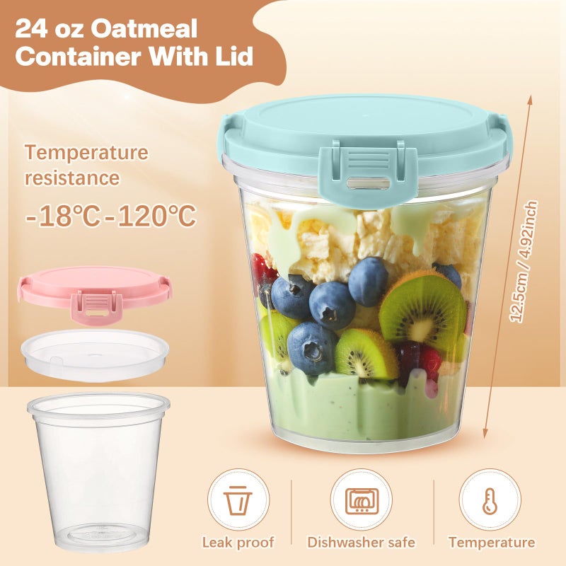 Blushtier 10 Pcs Overnight Oats Containers with Lids 24 oz Leak Proof Oats Jars Reusable Plastic Food Storage Meal Prep Container for Yogurt Cereal Soup Milk Salad Dishwasher Safe - Image 2