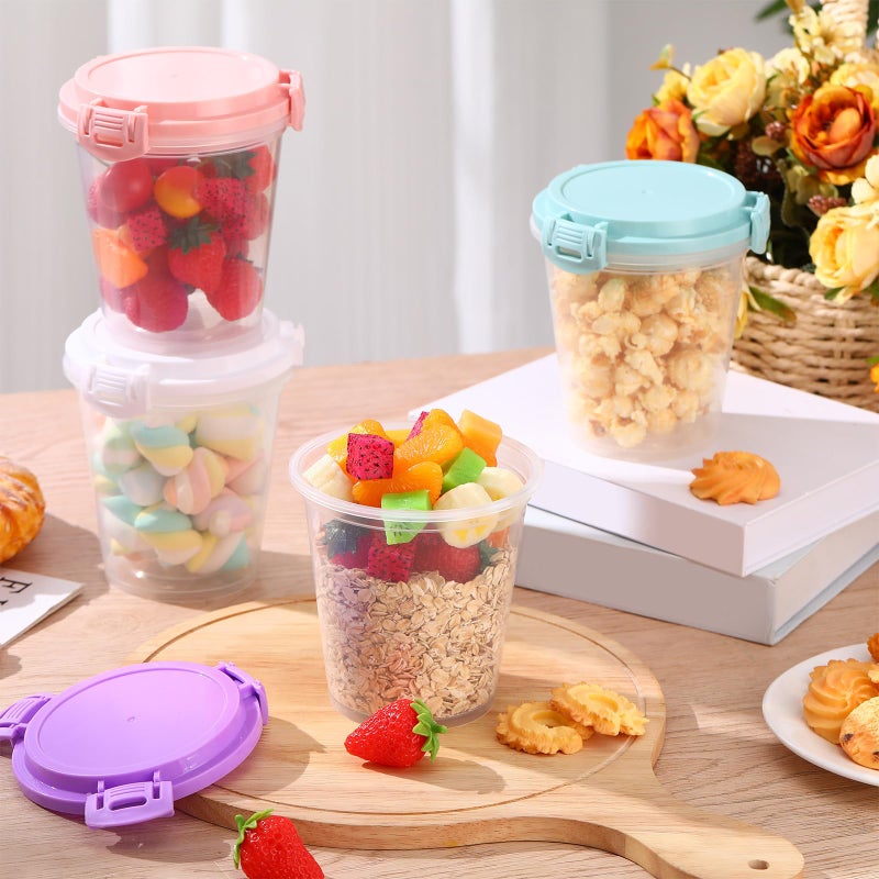 Blushtier 10 Pcs Overnight Oats Containers with Lids 24 oz Leak Proof Oats Jars Reusable Plastic Food Storage Meal Prep Container for Yogurt Cereal Soup Milk Salad Dishwasher Safe - Image 4