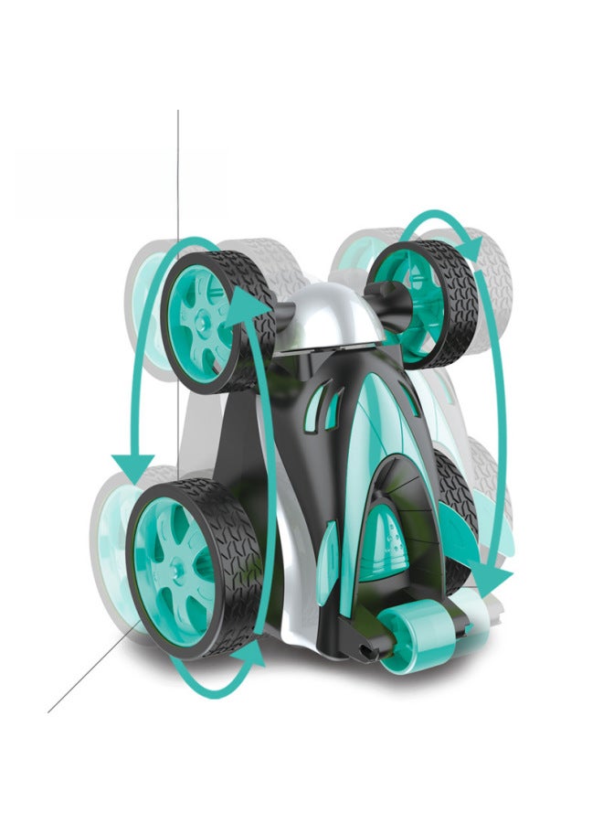 Electric Remote Control Double-sided Flip Dump Truck Toy Car Stunt Vehicle Children's Plaything Street Stall Toy-Color:Blue-Proportion:Remote Control - Image 2