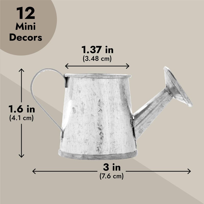 Juvale Mini Watering Can - 3 x 1.6 in, Silver, 12-Pack - Plant Waterer & Indoor Water Pot for Plants - Garden Watering Can & Home Decor Accessories - Image 3