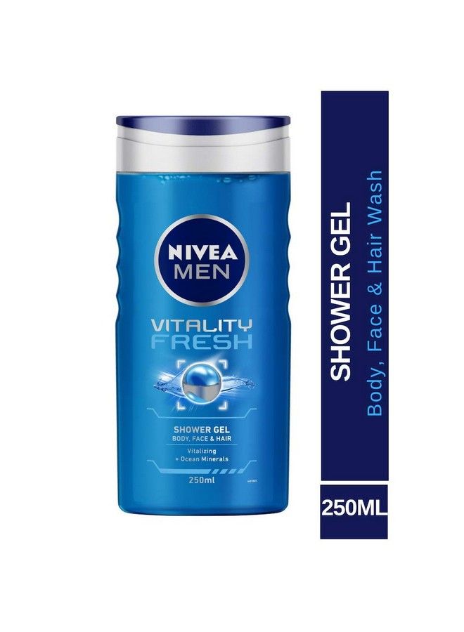 NIVEA MEN Vitality Fresh 250ml Body Wash| Shower Gel for Face, Body & Hair| Power of Ocean Minerals| Long Lasting Summer Freshness |Clean, Healthy & Moisturized Skin - Image 2