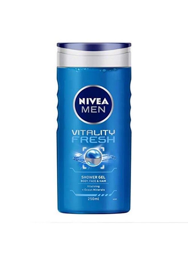 NIVEA MEN Vitality Fresh 250ml Body Wash| Shower Gel for Face, Body & Hair| Power of Ocean Minerals| Long Lasting Summer Freshness |Clean, Healthy & Moisturized Skin - Image 1