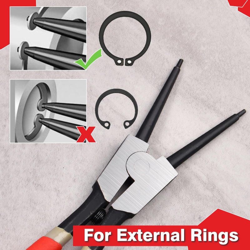 LEONTOOL 13-Inch Snap Ring Plier Heavy Duty External Circlip Pliers Straight Jaw Tip Diameter 0.12" for Installing Removing Retaining Ring - Image 5