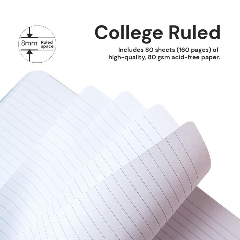 ONAVIA A4 Lined Journal Notebook, 8mm Ruled Notepad, Journaling for Writing, Work, School, Travel and Note Taking, Hardcover 160 Pages (80 Sheets) 8.27 x 11.6 inches, 3 Pack Multicolored - Image 3