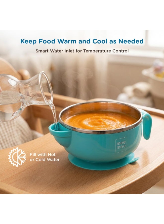 Mee Mee Air Tight Baby Feeding Bowl | BPA Free | Stay Warm Bowl | Food Remains Warm | Multi-Functional Snack/Fruit | Suction Non-Spill Bowl (Blue) 200ml - Image 2