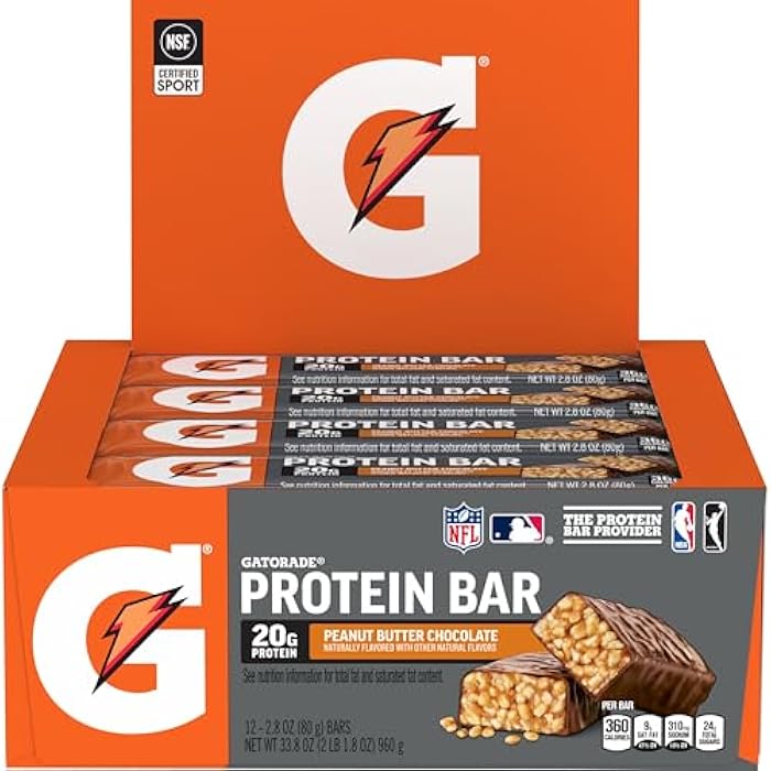 Gatorade Whey Protein Recover Bars, Peanut Butter Chocolate, 2.8 ounce bars (Pack of 12) - Image 1