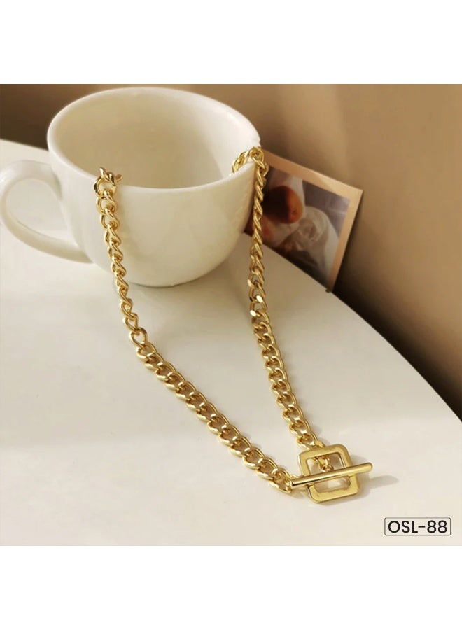 Osluxe Gold Plated Stainless Steel Anti-Tarnish Dual Strand Geometric Necklace for Women – OSL88 - Image 1