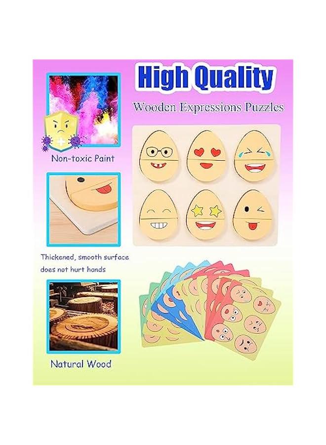 HOOKOR Toddlers Wooden Emoji Matching Game,32 in 1 Preschool Kids Wood Gifts,Autism Sensory Educational Toys for Boys Girls Age 3-5, Stocking Stuffers for Kids - Image 3