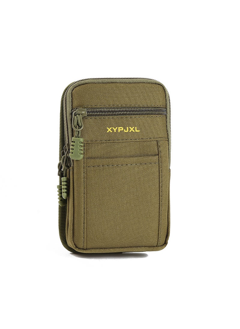 Generic Durable Cross-Border Polyester Simple Mobile Phone Waist Bag Outdoor Activities Portable Wear Leather Belt Waist Bag Hanging Bag vertical green 
