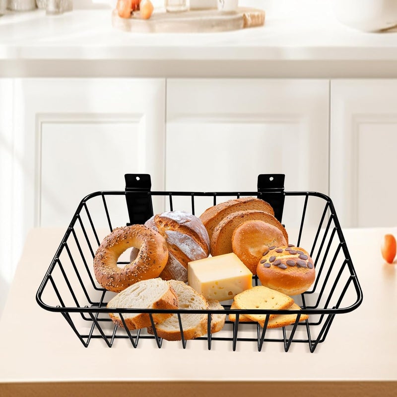 2 Pack Black Metal Slatwall Baskets, Large Carbon Steel Organizers with Hooks for Efficient Storage, 13.4×7.5×4.3 - Image 3