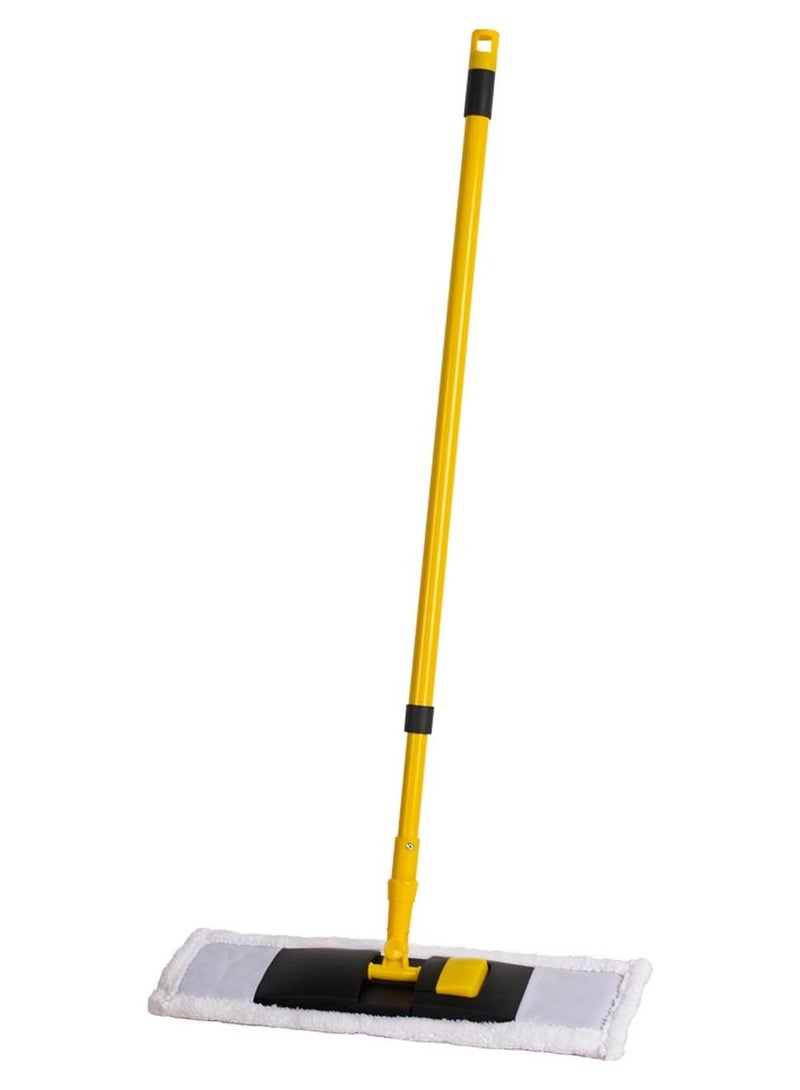 Royalford RoyalBright Microfiber Mops RF12254 Micro & Cotton Flat Mops Trapezoid Shaped Extendable Telescopic Iron handle 10X High Absorbency Wide Base No Scratches Multicolour