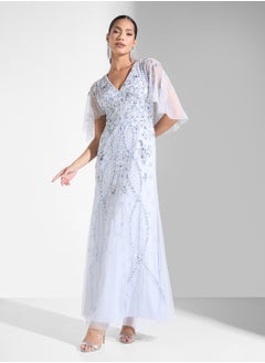 Adrianna Papell Embellished V- Neck Maxi Dress  - Image 1