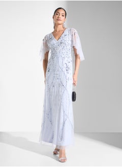 Adrianna Papell Embellished V- Neck Maxi Dress  - Image 4