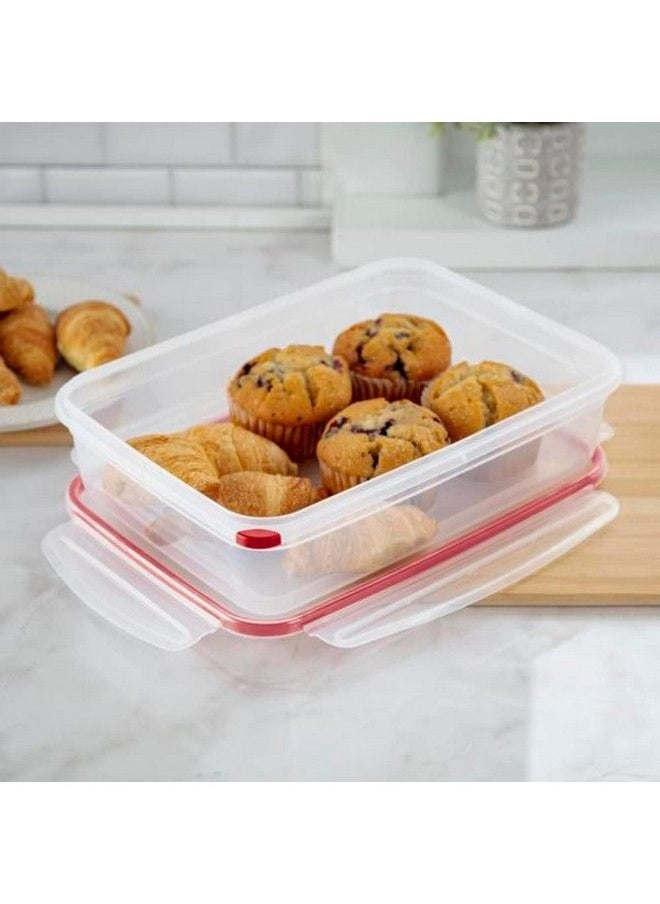 Sterilite - Food Storage Container Ultraseal Clear Rectangular 16 Cup Rocket Red Trim - Image 1