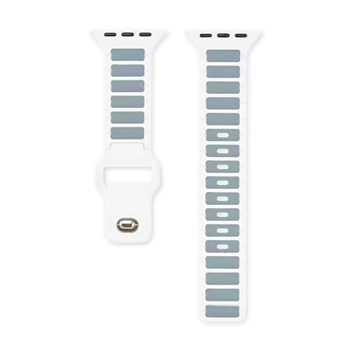 GUOi® Silicone Watchband Compatible with Apple Watch Ultra 2 ＆ Ultra 49mm 45mm 44mm 42mm 46mm - Men & Women Strap for iWatch Se10/9/8/7/6/5/4/3/2/1 SE 46/44/45/49/42mm (Series 3/2/1) - WHITE/GRAY - Image 4