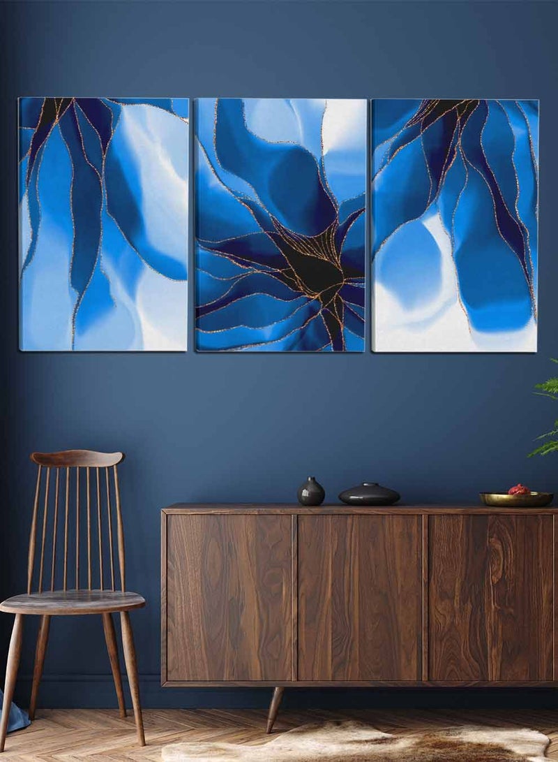 لوحة طقم من ٣ لوحات كانفاس على إطار خشبي، تصميم بالألوان المائية، للمنزل، غرفة المعيشة، المكتب، الديكور - Image 3