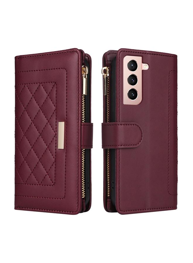 اس-توب جراب لهاتف Samsung Galaxy S22+ 5G Crossbody بسحاب ومحفظة من الجلد بتصميم معين الشكل - Image 3