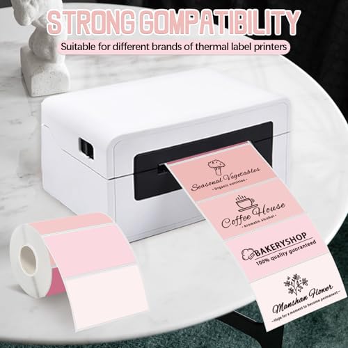WANGHENG 3" x 2" Pink Thermal Label,Self-Adhesive Rectangle Thermal Sticker Labels for Logo Design,Name/Price Tag,Thanks Card,Address,QR Code - Image 4