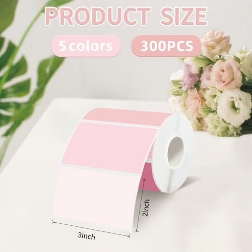 WANGHENG 3" x 2" Pink Thermal Label,Self-Adhesive Rectangle Thermal Sticker Labels for Logo Design,Name/Price Tag,Thanks Card,Address,QR Code - Image 2