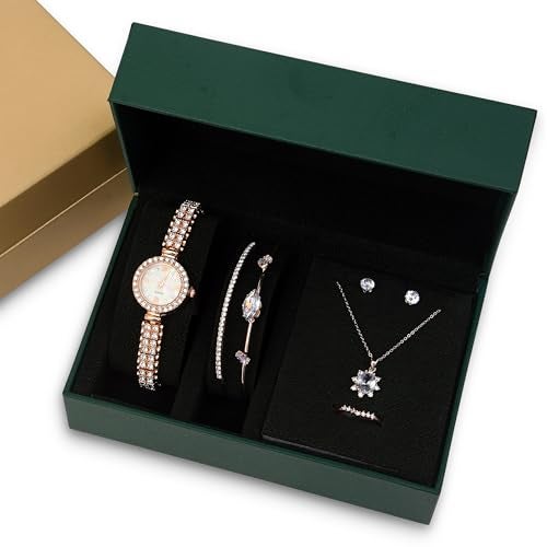 BAREPEPE Rose Gold Watch Gift Set For Women/Girls with Jewellery - Gift for Wife, Sister, Mother, Girlfriend, Valentines Day, Rakshabhandhan/Rakhi - Image 2