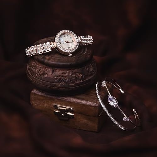 BAREPEPE Rose Gold Watch Gift Set For Women/Girls with Jewellery - Gift for Wife, Sister, Mother, Girlfriend, Valentines Day, Rakshabhandhan/Rakhi - Image 3