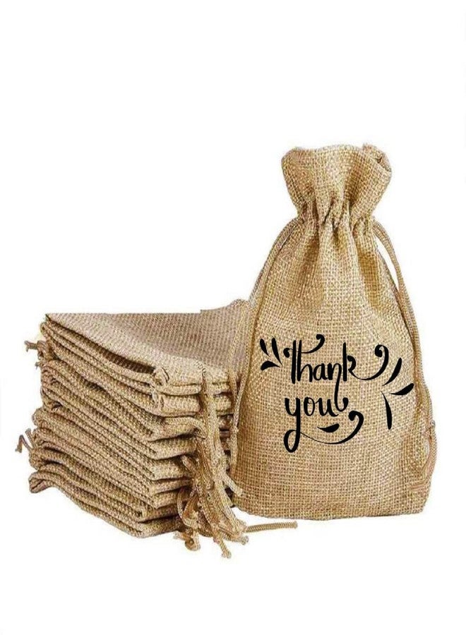Handmakers Sustainable Small Jute Potli Pouch for Pooja with Thank You Print | Small Jute Gift Pouch | Pack of 15 - Image 2