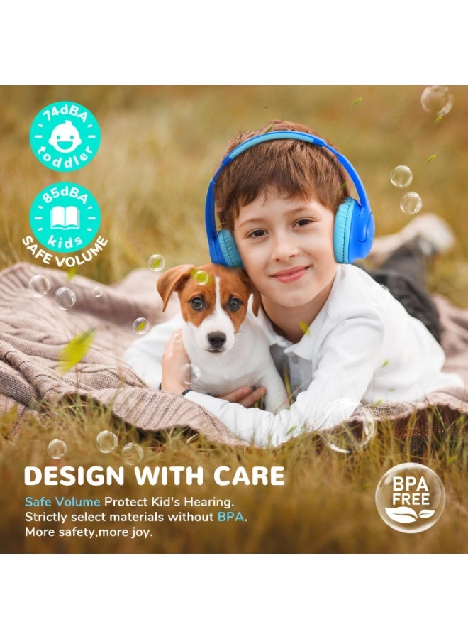 iClever Kids Bluetooth Headphones with LED Lights, 43H Playtime, Type-C Fast Charging, BTH18 Safe Volume 74/85dBA, Bluetooth5.3,Toddler Headphones Aux Cord for iPad/Tablet/Travel/School, Blue - Image 3