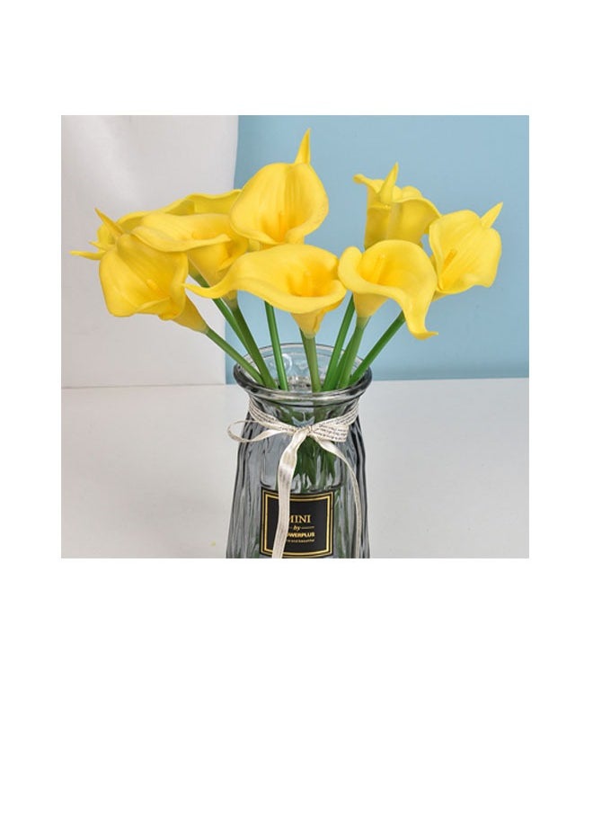 Generic - 10 Pieces Artificial  Yellow Calla lily Flower 34 Centimeters - Image 1