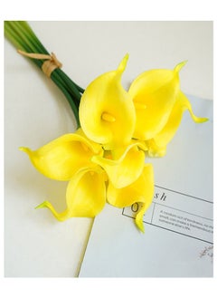 10 Pieces Artificial  Yellow Calla lily Flower 34 Centimeters