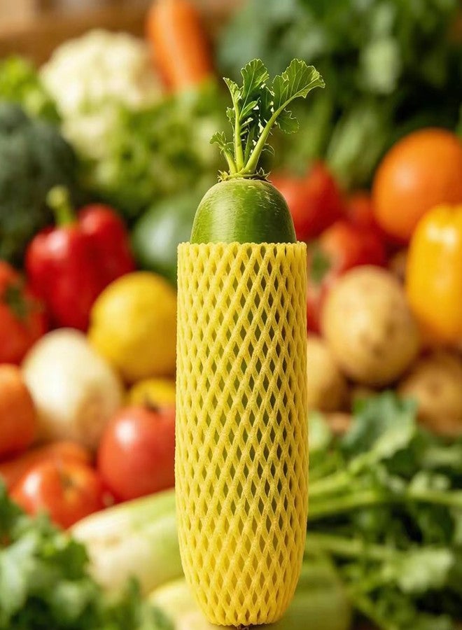 HanyHere 50 Pieces Fruit Protection Mesh Bags Foam Mesh Keep Safe Sleeves for Large Supermarkets, Shops, Yellow - Image 5