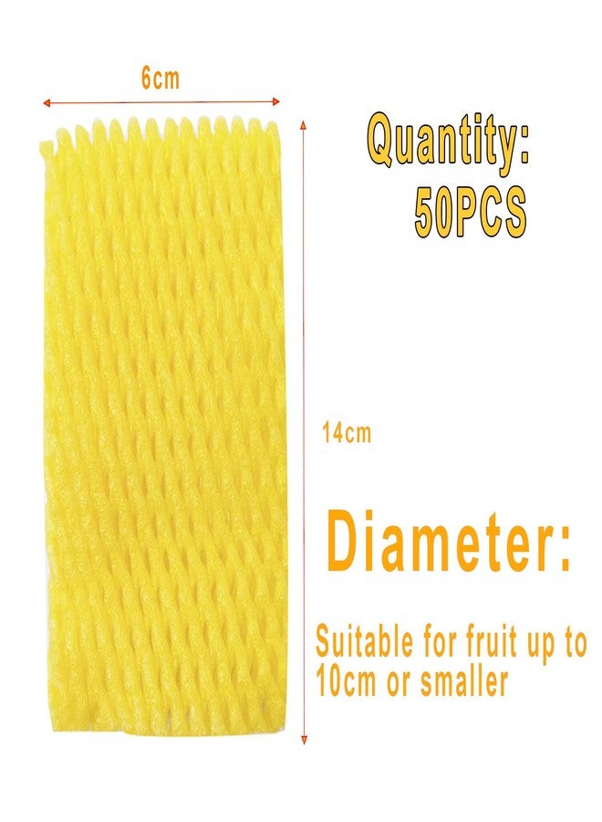 HanyHere 50 Pieces Fruit Protection Mesh Bags Foam Mesh Keep Safe Sleeves for Large Supermarkets, Shops, Yellow - Image 2