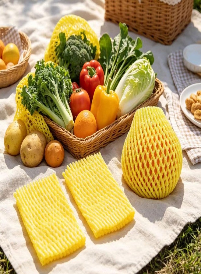 HanyHere 50 Pieces Fruit Protection Mesh Bags Foam Mesh Keep Safe Sleeves for Large Supermarkets, Shops, Yellow - Image 3