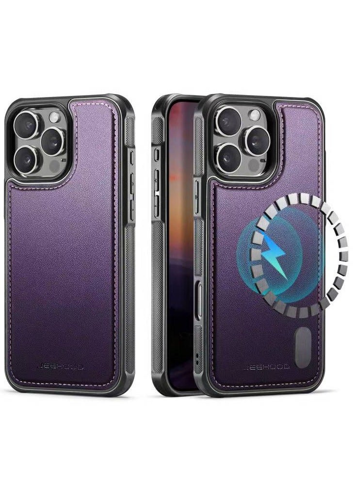 جيهود جراب حمايه من الجلد الصناعي الفاخر مع شحن لاسلكي مغناطيسي متوافق مع   IPhone 16 Pro Max (ارجواني) - Image 1