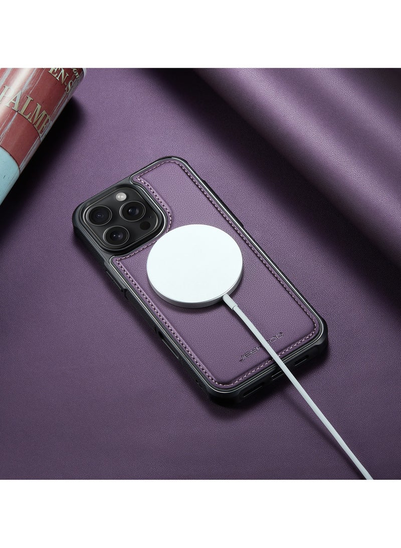 جيهود جراب حمايه من الجلد الصناعي الفاخر مع شحن لاسلكي مغناطيسي متوافق مع   IPhone 16 Pro Max (ارجواني) - Image 3