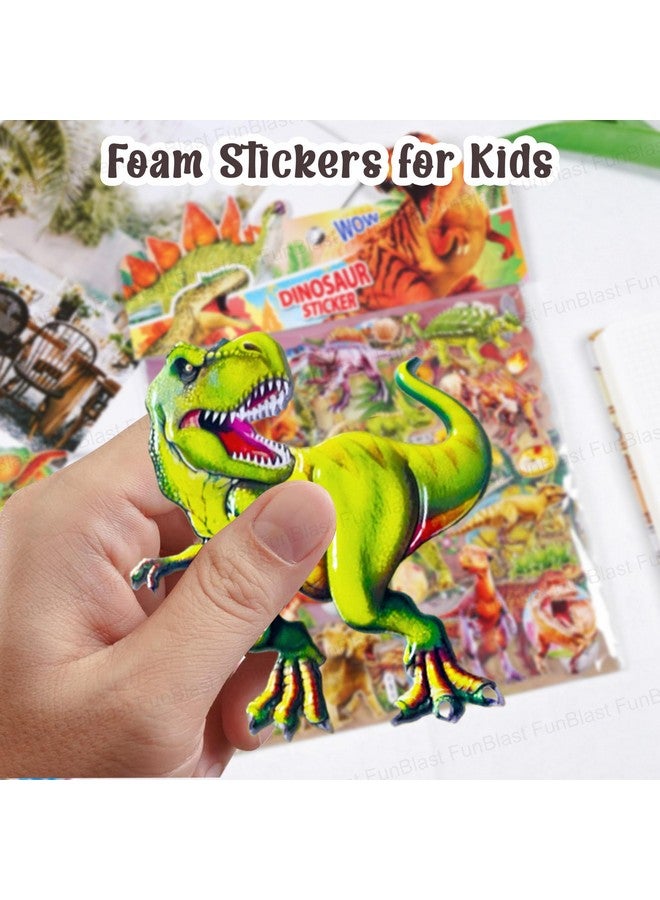 فنبلاست مجموعة ملصقات فن بلاست بطابع الديناصورات - ملصقات كاواي منتفخة للأطفال، ملصقات ثلاثية الأبعاد للبنات، ملصقات جمالية، ملصقات لطيفة، ملصقات إسفنجية للأطفال، ملصقات ذاتية اللصق (مجموعة من قطعتين) - Image 4