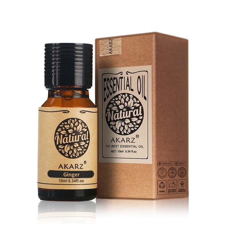 AKARZ Ginger Essential Oil Natural Organic Pure Ginger Oil for Skin Body Hair Care CandleSoapMaking DIYMassage Aroma 034 Fl Oz 10ml - Image 3