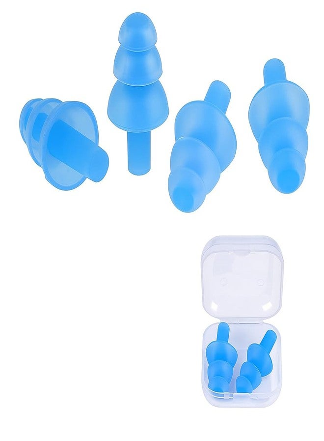 OFNMY 2 Pairs of Anti Sound Earplugs Soft Silicone Soundproof Noise Reduction Earbuds for Travel, Sleep, Study, Swimming (Blue) - Image 1