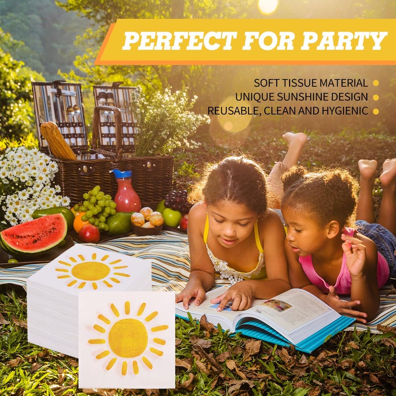 BHHQHH 200Pcs Boho Sun Paper Napkins First Trip Around The Sun Napkin Disposable Sunshine Cocktail Napkins for Birthday Baby Shower Party Supplies - Image 5