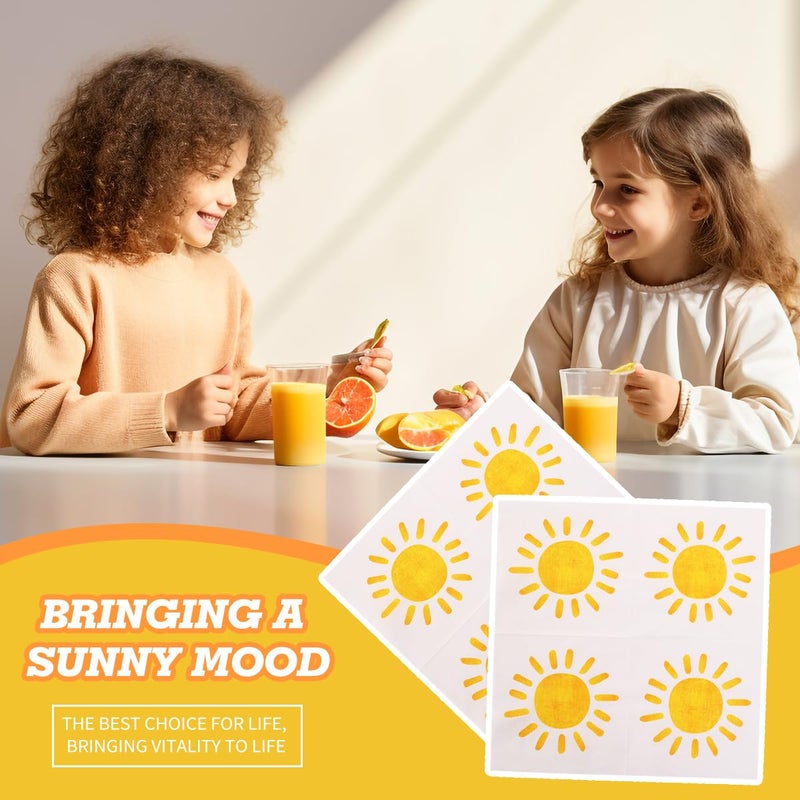 BHHQHH 200Pcs Boho Sun Paper Napkins First Trip Around The Sun Napkin Disposable Sunshine Cocktail Napkins for Birthday Baby Shower Party Supplies - Image 3