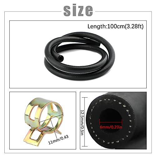 SAVITA 3.28 Ft 1/4" Inch ID Fuel Line Set, Fuel Pipe Fuel Hose with 5Pcs Hose Clamp, Petrol Hose Tool Kit for Motor, Car, Tractor, Small Engines - Image 2