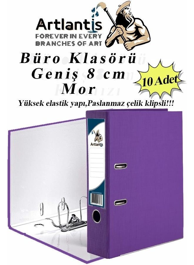 Artlantis - Office Folder Purple Wide 10 Pieces Plastic Wide Purple Folder Ring Stainless Steel Clip 10 Pieces - Image 1