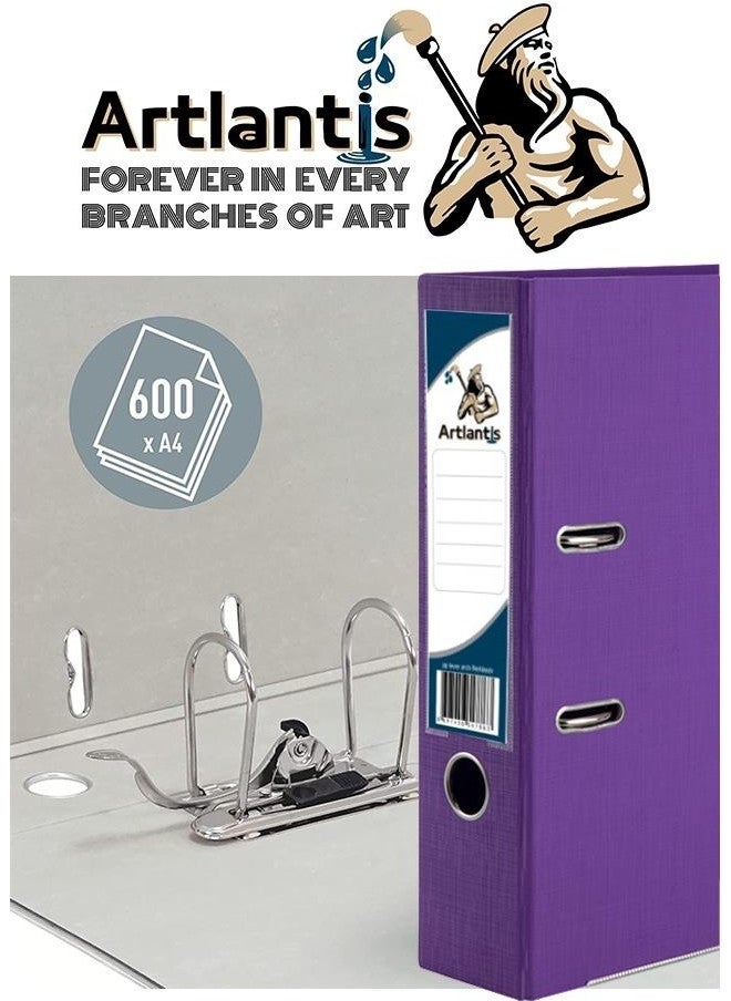 Artlantis - Office Folder Purple Wide 10 Pieces Plastic Wide Purple Folder Ring Stainless Steel Clip 10 Pieces - Image 1