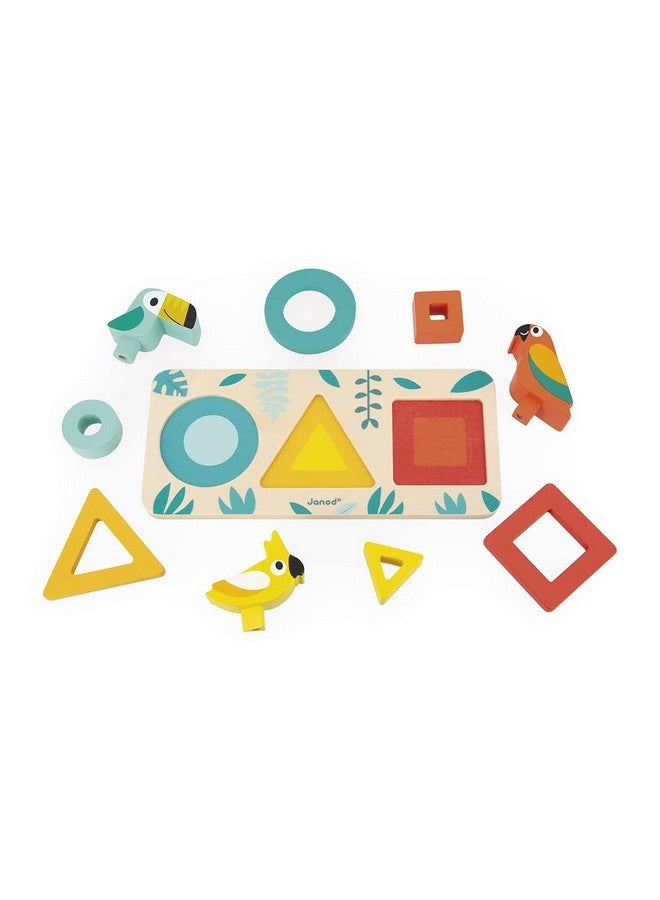 Janod - Tropik My First Shapes: Wooden Educational Toy - 9 Slot-in Shapes, Water-Based Paint - Ages 1+ - Image 4