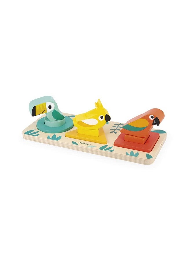 Janod - Tropik My First Shapes: Wooden Educational Toy - 9 Slot-in Shapes, Water-Based Paint - Ages 1+ - Image 1