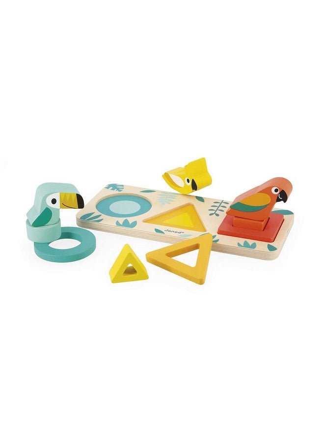 Janod - Tropik My First Shapes: Wooden Educational Toy - 9 Slot-in Shapes, Water-Based Paint - Ages 1+ - Image 3