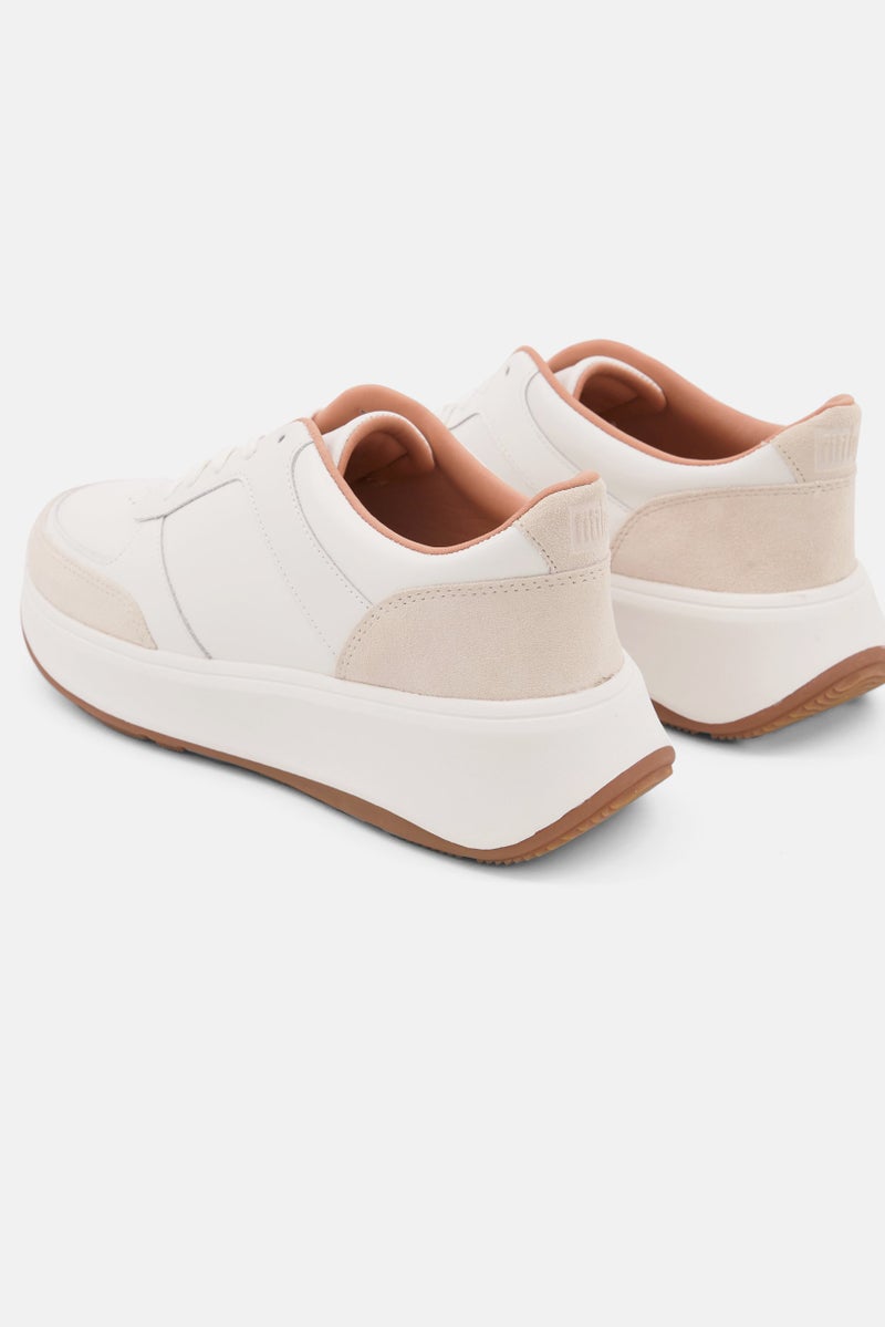 FitFlop Women F-Mode Leather/Suede Flatform Sneakers, White - Image 2