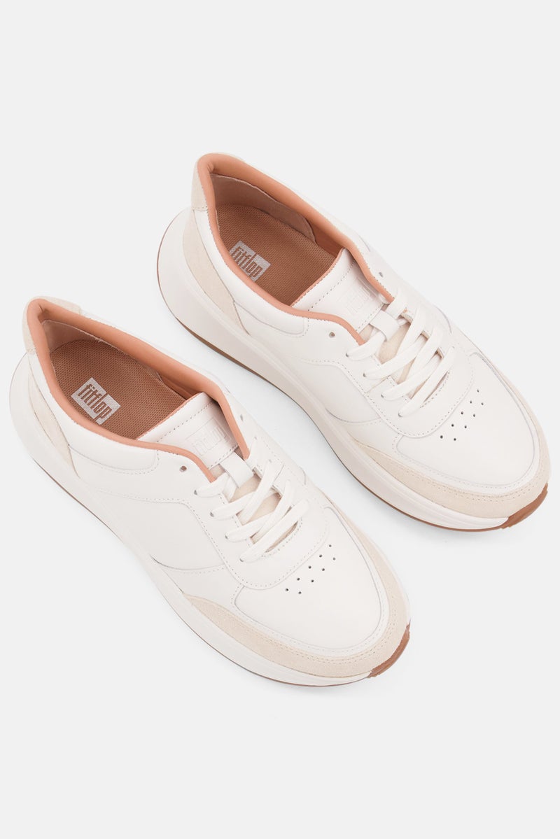 FitFlop Women F-Mode Leather/Suede Flatform Sneakers, White - Image 2