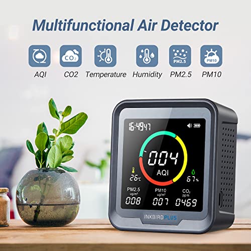 INKBIRDPLUS 6in1 Indoor Air Quality Monitor Detects CO2 PM25 PM10 AQI Temperature and Humidity for Rooms Cellars Grow Tents Offices etc PTH9A - Image 3